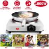 1000W Electric Infrared Single Burner Portable Heating Hot Plate Stove Countertop RV Hotplate with 7.5' Glass Cooktop Stepless Temperature Adjustments