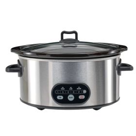 6/8 Quart Slow Cooker with 3 Cooking Settings, Non-Stick Ceramic Inner Pot, Dishwasher-Safe Lid, Multi-Functional Slow Cooker for Soups, Stews, Roast (Option: Silvery-8L)