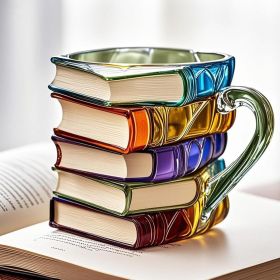 Painted Book Coffee Cup Unique Book Stacking Coffee Cup (Color: Type  F, Quantity: 1pcs)
